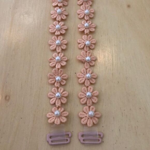 OH MY BOD Other - Peach flower pearl decorative bra straps.